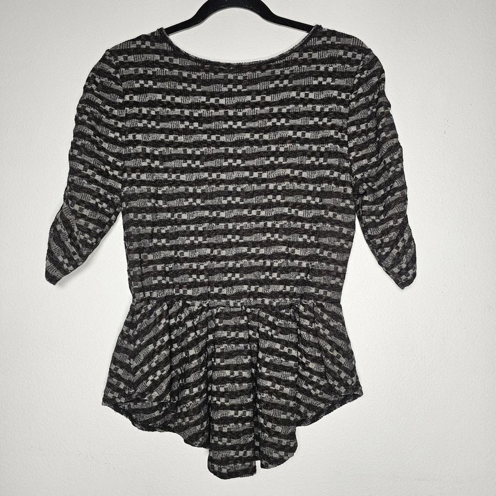 Free People Blouse‎ Womens Large Colorful Boho Ruffle Fairy V Neck Flared Check